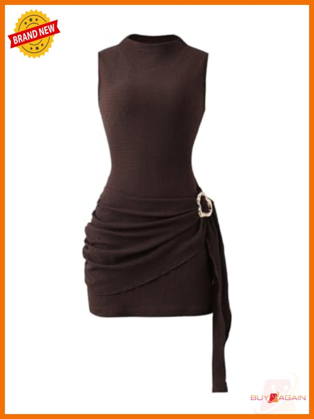 Mock Neck Bodycon Mini Dress Sleeveless Ruched Party Club